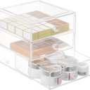 Makeup Drawer Organizer Box with 3 Drawers, Acrylic Cosmetic Display Case Vanity Organizer Jewelry Storage Box Stackable Storage for Cosmetics, Skin Care, Bathroom, Countertop, Clear