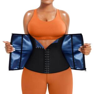 TrainingGirl Waist Trainer for Women Lower Belly Waist Trimmer Corset Tummy Wrap Workout Sweat Belt Band Sports Sauna Suit (Large, Black-blue Inner)