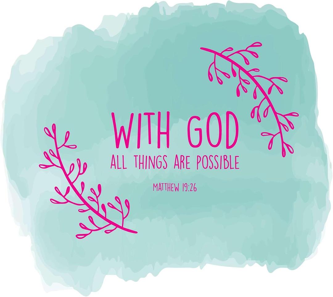 Family with God All Things are Possible Empowering Quote Wall Decal Decoration Religious Quotes Beautiful Bible Verse Matthew 19:26 Lasts Years and Easily Removable - Size: 16 in(W) x 20 in(H)