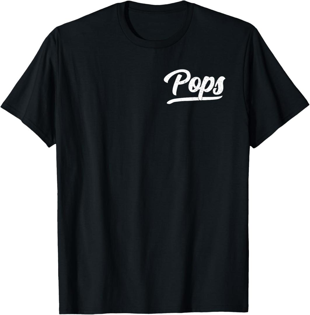 Pops Vintage Retro Father's Day for Papa Grandpa T-Shirt, S