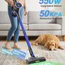 Cordless Vacuum Cleaner, 550W 50KPa 45Mins Vacuum Cleaners for Home, Self-Standing Stick Vacuum with Anti-Tangle Brush & LED Display for Hardwood Floors, Carpet, Pet Hair, Car