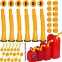 6 KIT Gas Can Spout Replacement,Gas Can Nozzle Replacement Kit for Most 1/2/5/10 Gas Cans,with Flexible Nozzles,Threaded Caps,Vent Caps, Drill Lid
