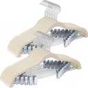 24-Pack Beige Velvet Hangers with Clips Adjustable,Adult Hangers,Heavy-Duty,Felt,Non-Slip,Space Saving,Slim Outfit Hanger for Pants, Skirts, Suits,Coats, Dresses ect.