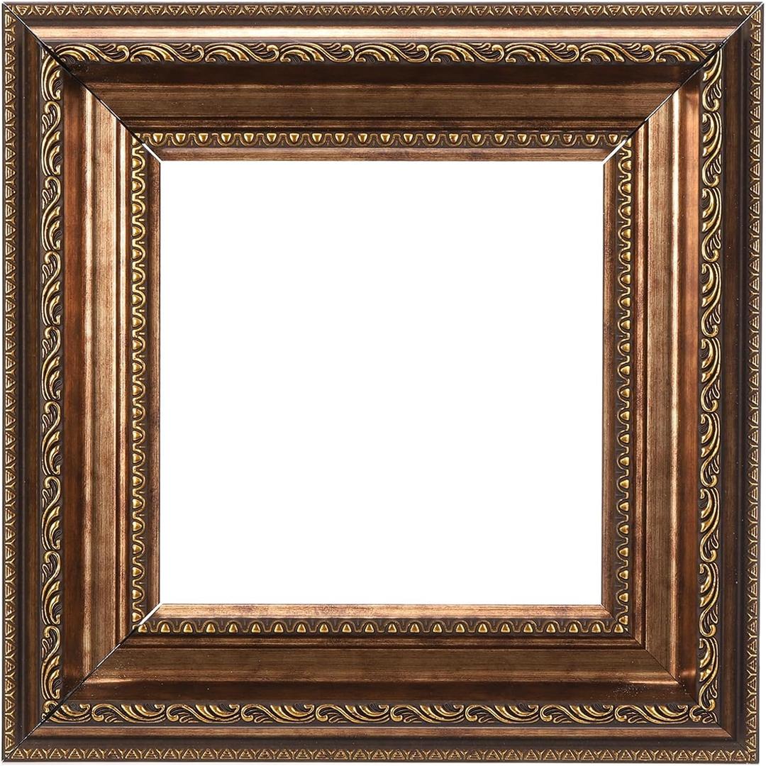 uxcell Canvas Floater Frames, 10x10 Resin Floating Frame for Canvas Painting Vintage Oil Painting Supplies for Home Office Bedroom Table Wall Hanging Decor DIY Art Display, Dark Brown