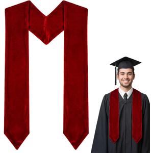 70" Velvet Graduation Stole Sash, Maroon/Royal Blue/Gold Stole Sash for Graduation Ceremony Party Accessories
