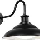 Dusk to Dawn Outdoor LED Barn Light, 16 Inch Large Farmhouse Gooseneck Exterior Wall Light Fixture with Adjustable Color Temperature, Modern Black White Porch Light Outside for House Garage Doorway