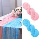Gilprop 2 Pcs Cheesecloth Table Runner 35" x 120" Rustic Gauze Baby Shower Party Table Runner for Birthday Graduation Ceremony Wedding Reception Baby Bridal Shower, Pink and Blue
