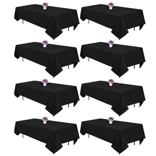 CKIKU 8 Packs Black Tablecloths 60x102 Inch Rectangular Table Cloths for 6 Foot Rectangle Tables, Wrinkle Resistant Washable Polyester Fabric Tablecloth for Dining Wedding Buffet Party Banquet