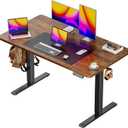 Huuger 48 x 28 Large Electric Standing Desk, Height Adjustable Desk, 27.6" Deep Desktop, Stand up Gaming, 2 Hooks, 3 Preset Heights, for Home Office, Rustic Brown