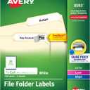 Avery File Folder Labels with TrueBlock Technology, Permanent Adhesive, 2/3" x 3-7/16", Laser/Inkjet, 4-Pack, 150 Labels Total (08593)