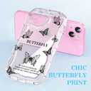 2 x Compatible for iPhone 14 Case, Pretty Butterfly Print Three-Dimensional Wave Clear Case for Girls Women, Soft Full Package Anti-Fall Cover for iPhone 14, Shadow Dance Black