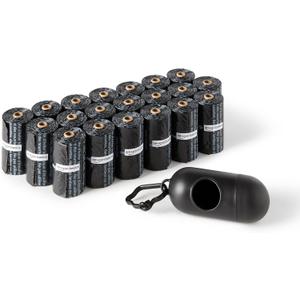 Amazon Basics Dog Poop Bags with Dispenser, 300 Count, Enhanced for Guaranteed Leakproof, Unscented, Includes Leash Clip