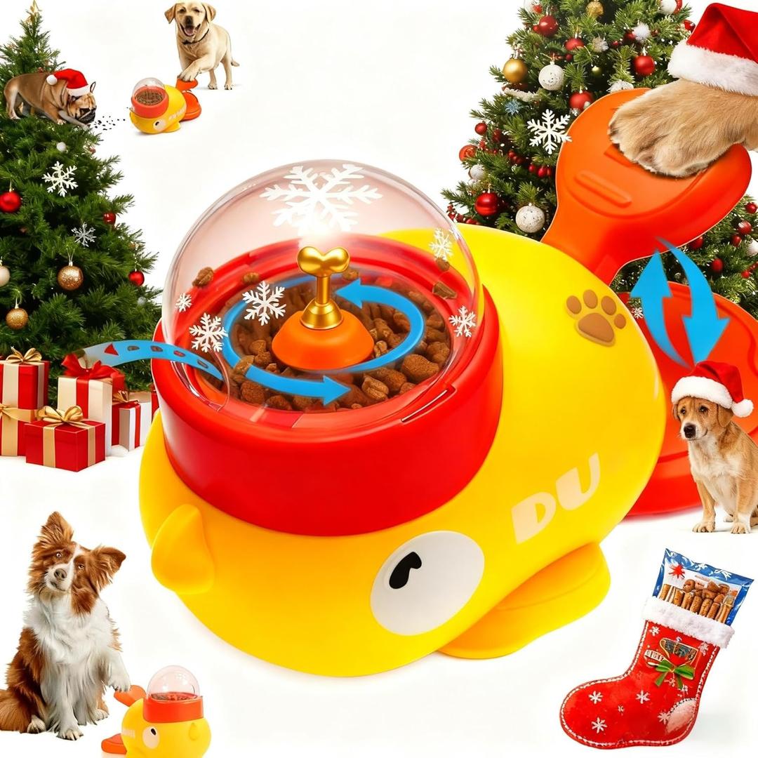 Small Dog Interactive Treat Dispenser Toy, Food Puzzle Slow Feeder (Yellow)