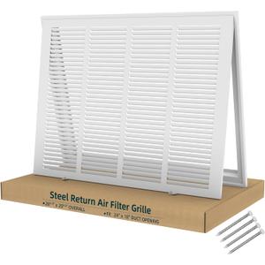 Fancat Return Air Filter Grille for 24x18 Ducts, Steel Vent Cover Grille with Removable Door for 1 Filters | Suitable for Sidewall & Ceiling | White Coating | Outer Dimensions: 26 5/8 W x 20 5/8" H