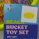 Beach Bucket Toy Set 9pc Set 1 Bucket 2 Shovels 1 Rake 5 Sand Molds