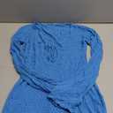 Saodimallsu Womens Crochet Swimsuit Cover Up Long Bell Sleeve V Neck Tie Mesh Knit Summer Beach Dress Vacation Outfits (X-Large, Blue)