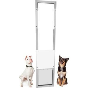 Sliding Glass Dog Door for Rentals and Apartments,No Cutting Easy to Install Aluminum Patio Pets Door with Lockable Panel Can Slide Up and Down Adjustable Height 6.27 to 7.18FT (Adjustable Height 6.27 to 7.18FT Large)