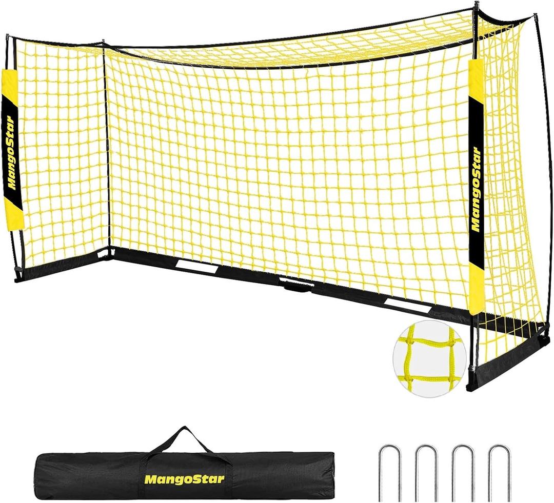 MangoStar Soccer Goal, 12X6 FT Soccer Goal for Backyard Portable Net Collapsible Metal Base, Quick Set Up Soccer Net for Indoor Outdoor Practice Training with Carry Bag