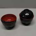 JapanBargain Japanese Miso Soup Bowls with Lids, Small Traditional Lacquered Bowls, 8.4 oz Authentic Size, Set of 2, Made in Japan