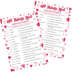 4 x DISTINCTIVS Valentines Day Trivia Game All Things Red, Classroom Party Activity for Kids, 25 Count