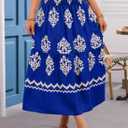 Happy Sailed Boho Long Skirts for Women Fashion Floral Print High Waisted A Line Flowy Maxi Skirt for Beach Vacation (Brown, L)