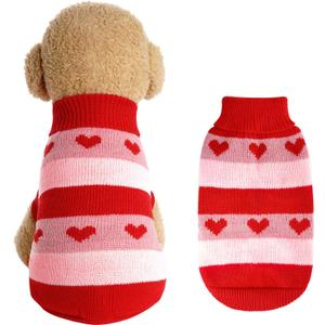 Rbenxia Dog Heart Knitted Sweater Warm Pet Dogs Clothes Winter Dog Outfits for Small Puppy Cat Pets (Red, L)