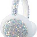 ACTLATI Girl Winter Earmuffs Sequin Shiny Outdoor Ear Warmers Fluffy Muffs Cute Faux Fur Earmuff for Kids Adult Women (Unfoldable-sequin White)