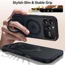 for iPhone 16 Pro Max Case: 360 Spin Magnetic Stand, Camera Protection (Compatible with MagSafe) [16FT Military Protection] Shockproof Matte Translucent Phone Cover for iPhone 16 Pro Max 6.9", Black