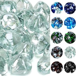 onlyfire 10-Pounds Fire Glass Diamonds for Propane Fire Pit, 1 Inch Reflective Firepit Glass Rocks Stones for Gas Fireplace and Fire Pit Table, Crystal Ice