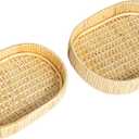 Household Essentials Willow Nestable Oval Trays with Raised Edges, Natural, Set of 2