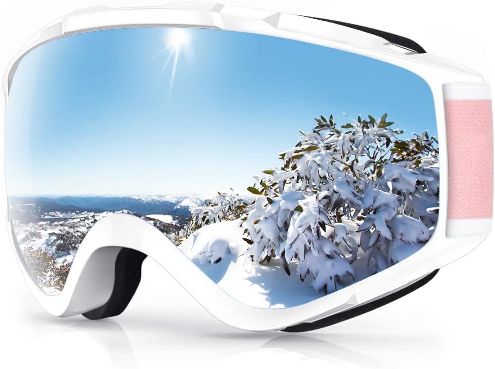findway Ski Goggles OTG - Over Glasses Snow/Snowboard Goggles for Men, Women & Youth - 100% UV Protection (A11-silver Lens Vlt 21%)