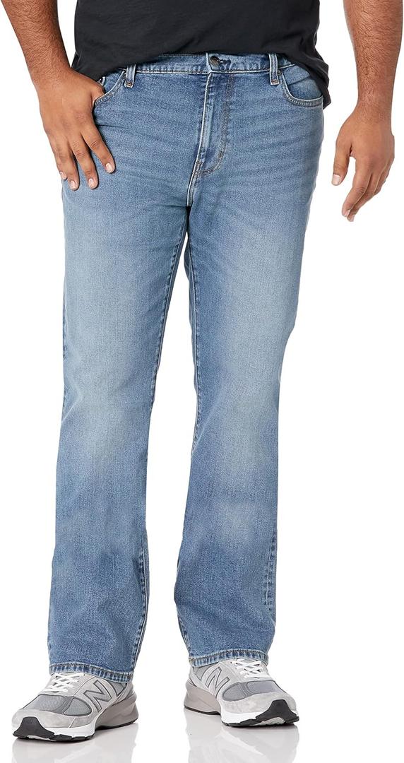 Amazon Essentials Men's Jeans, Slim Fit Stretch, Bootcut - Discontinued Colors, Light Wash, 34W x 34L