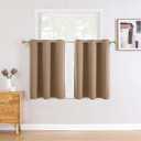 ChrisDowa Small Window Curtains for Kitchen and Bedroom - Grommet Short Thermal Insulated Room Darkening Curtains (2 Panels, Cappuccino, 42 x 36 Inch)
