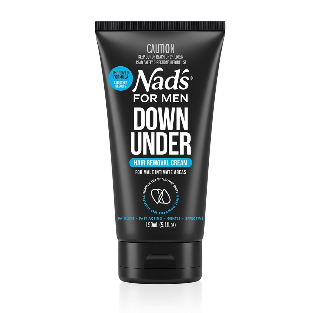 Nad's For Men Down Under Hair Removal Cream - Gentle Depilatory for Body, for Intimate Areas, Painless, Soothing and Suitable for All Skin and Hair Types, Manscape 5.1 fl oz