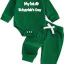 Douhoow Baby Boy St Patricks Day Outfit Infant Boy Girl My 1st St Patricks Embroidered Baby Sweatshirt Romper Pants Set 3-6 Month
