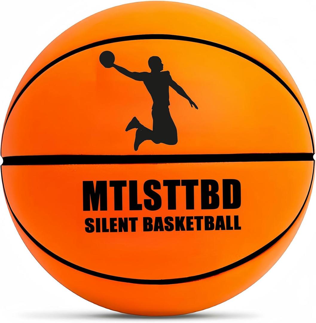 Silent Basketball-Size 7 (29.5") 2026 New Upgrade Dribble Dream Silent Basketball, Grooved Airless Foam Technology for Soundless for Quiet Dribbling and Indoor Training (orange)