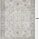 Hazo Haus Boho Light Grey Living Room Rug 9x12 - Modern Vintage Eclectic Floral Pastel Neutral Taupe, Washable Low Pile Non-Slip Extra Large Area Rugs for Dining Under Table Bedroom