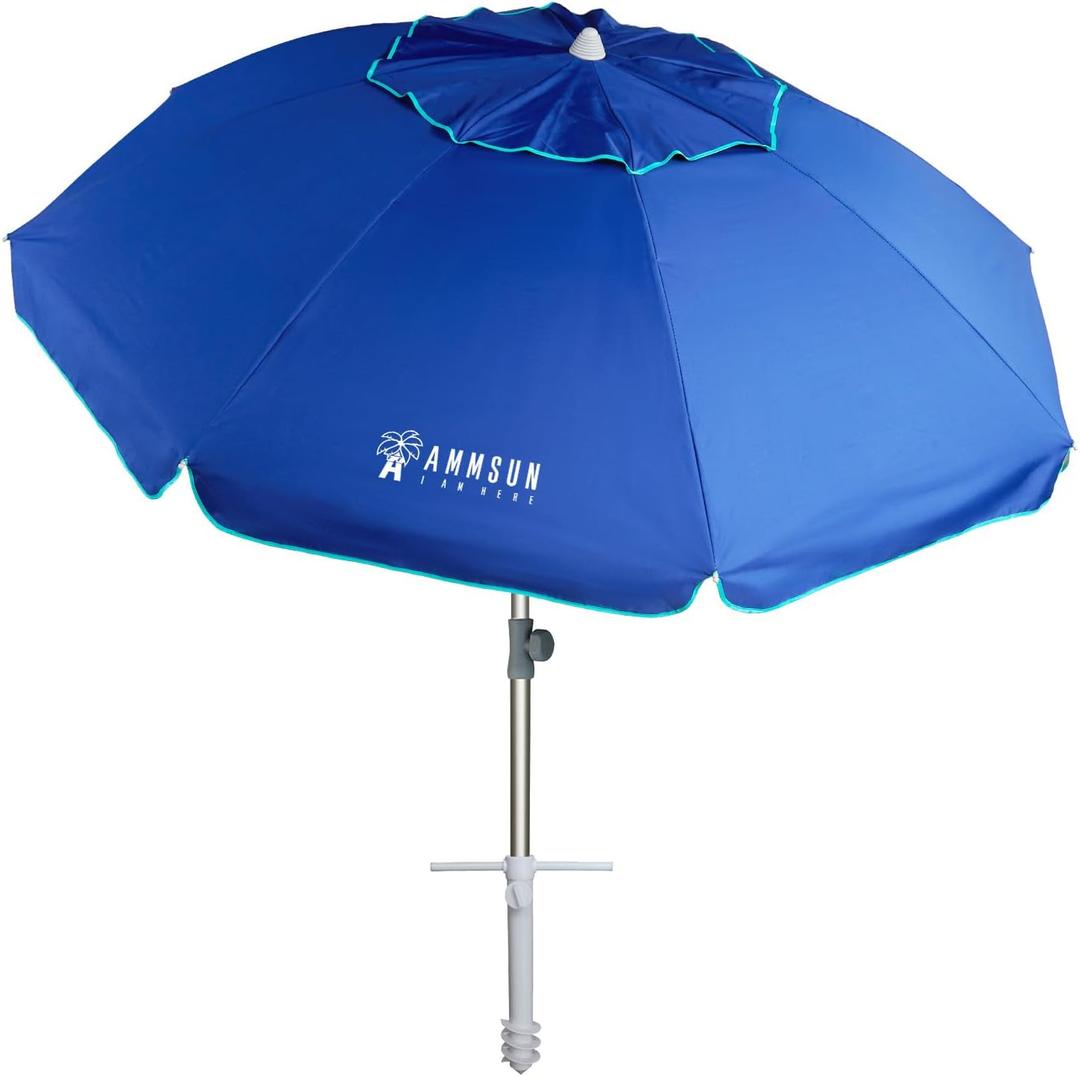 AMMSUN Beach Umbrellas for Sand Heavy Duty Wind Portable, 6.5ft