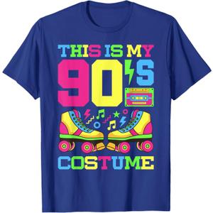 90s Costume 1990s Theme Party Nineties Styles Fashion Outfit T-Shirt (Small, Black)
