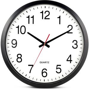 Bernhard Products Black Wall Clock Silent Non Ticking - XL 18 Inch Quality Quartz Battery Operated Round Easy to Read Home/Office/Classroom/School Clock