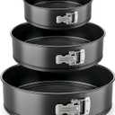 Nutrichef 3-Piece Nonstick Springform Pan Set - Premium Carbon Steel Cheesecake Pans with Stainless Steel Clasp - 6", 8", 10" Sizes, Oven Safe up to 450F - Includes 300pcs Parchment Paper (Black)