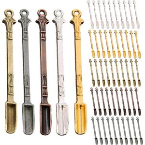 50 Pcs Mini Spoons Metal Shovel Spoon Set Multicolor Mini Shovel Home Supplies for Cooking Baking and Medicine Ideal for Pendants Necklace Crafting and More