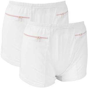 LUEXBOX Pocket Pantie for Women, Travel Underwear with Secret Pocket Panties Women's, 2 Packs (White) S