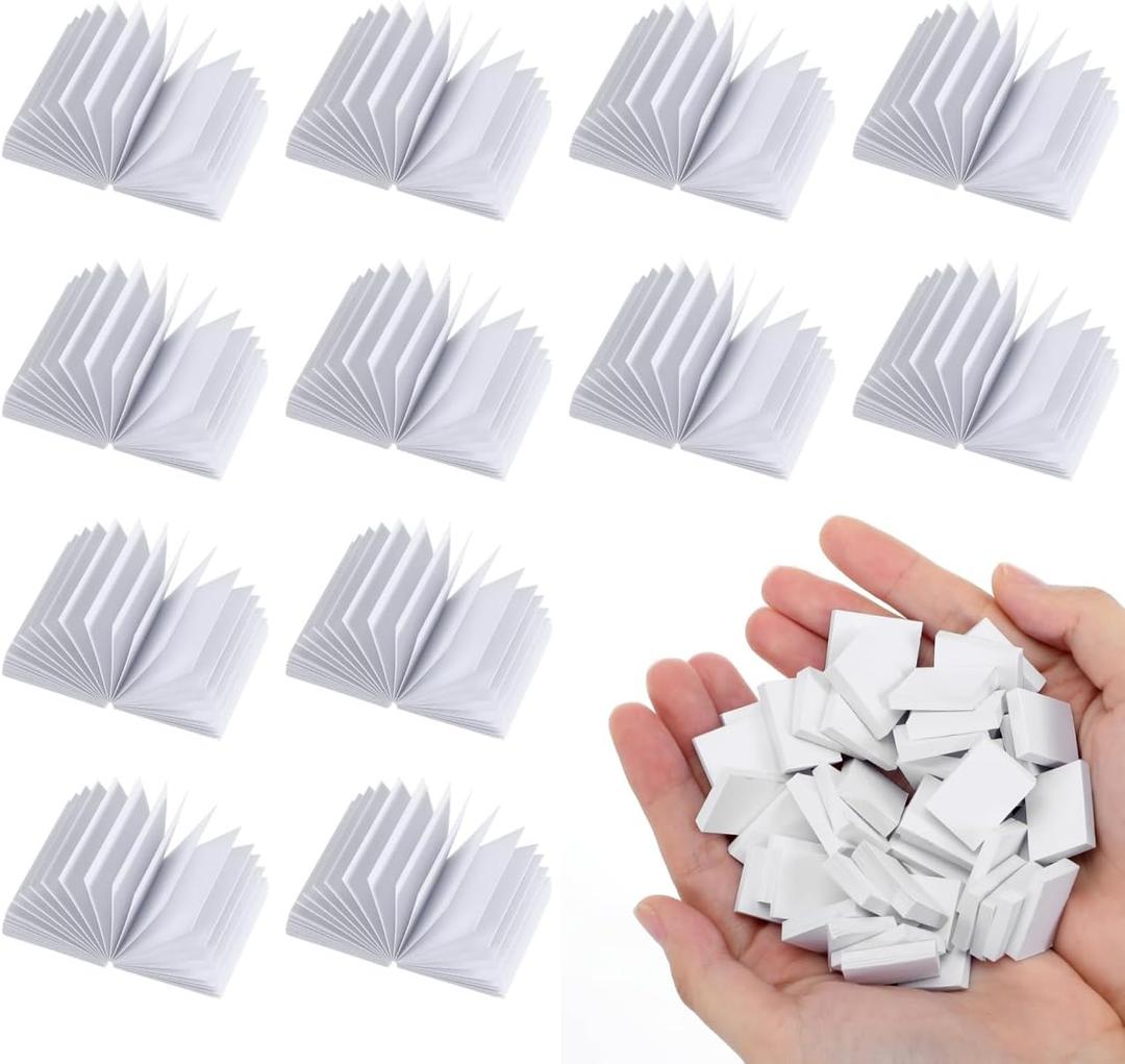 50Pcs Blank Mini Books for Crafts, 1:12 Scale Tiny White Miniature Dollhouse Bookshelf Mini Library Accessories, Small Flip Notebook Models with Real Pages for DIY Drawing Painting