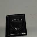 Mini Photocard Binder, 3 Inch Black Mini Photo Album Heart Hollow Card Binders with 32 Pockets Mirror-Like Photocard Binder with Pendant