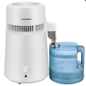 VIVOHOME Water Distiller Countertop 1.6 Gallon/4L 750W Distilled Water Machine with Smart Switch Purifier Filter for Home Office, White
