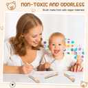 12 Pcs Watercolor Paint Brushes for Toddler Kid Baby Jumbo Brushes with Chubby Wood Handles Easy to Grip Round Paintbrushes Non Toxic Vegan Bristles for Preschool Painting Art Craft (Bear)