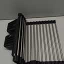 Roll Up Dish Drying Rack Over The Sink, 304 Stainless Steel Dish Drainer, Foldable & Adjustable Sink Drying Rack for Kitchen Sink Counter With Utensil Holder (Black, Roll Up, Medium, Expandable)