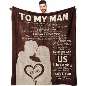 to My Man Blanket 60" x 50", Valentine's Day/Birthday Gifts for Boyfriend/Him/Husband/Fiance, Birthday Gifts for Men, Anniversary Romantic Bf Gifts, Men's Bday Gift, I Love You Gifts for Him