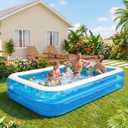 Full-Sized Inflatable Swimming Pool, Extra Large Blow Up Pool, Heavy Duty Above Ground Pool with Drain Valve, Leakproof Family Swim Pool for Backyard Patio Garden Outdoor Party(79''x59''x20'')
